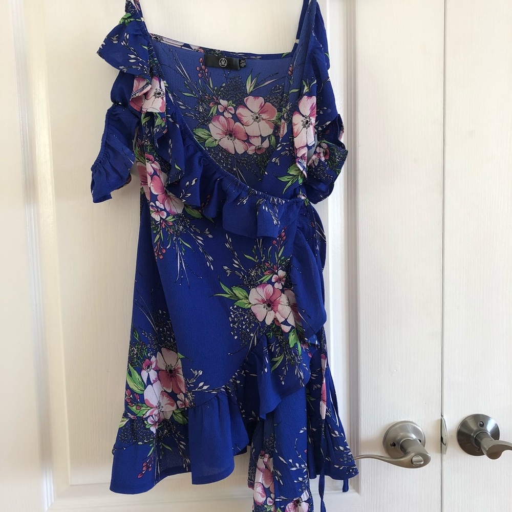 Blue Floral Wrap Dress